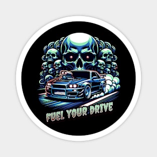 Fuel Your Drive Racing Cars Skull Race Car Speed Fast Skull Face Street Car Racecar Magnet